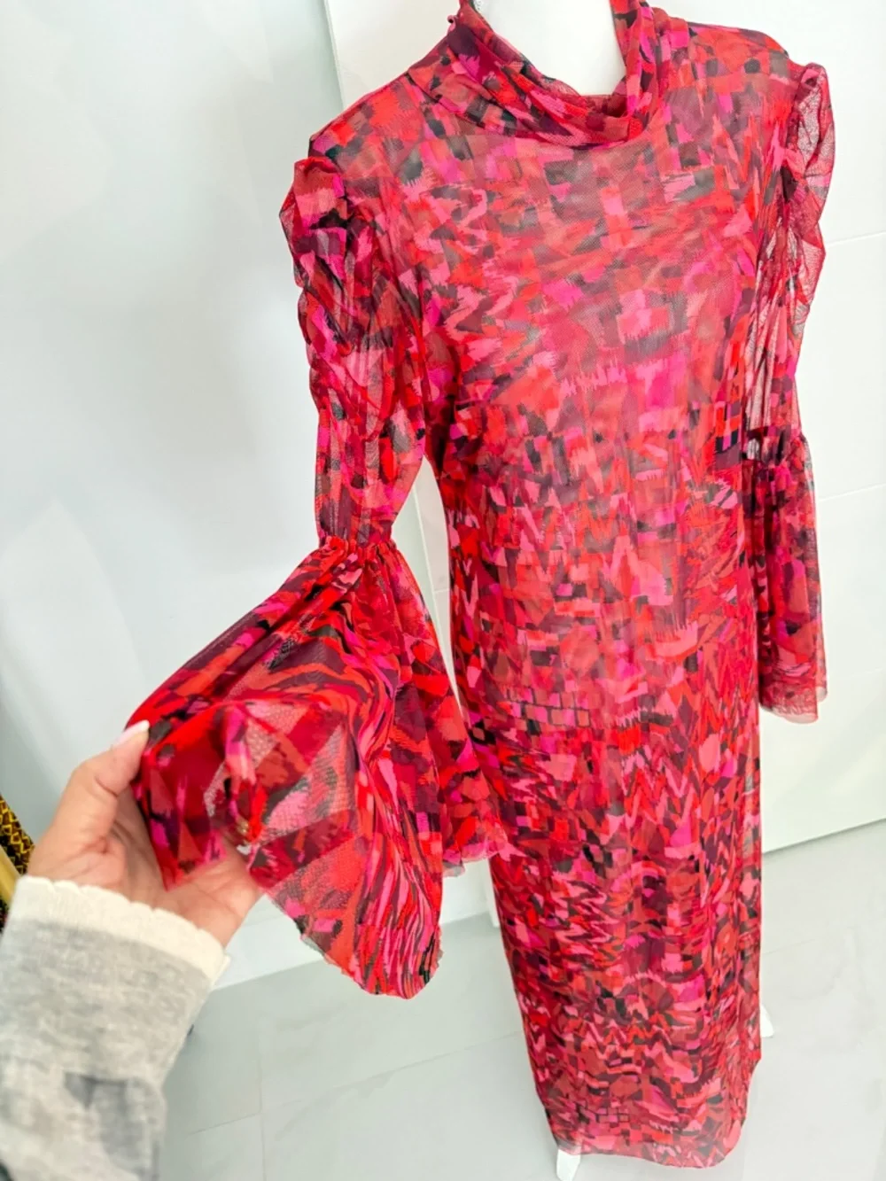 MISA Electra Crimson Red Long High Neck Maxi Dress NWT XL